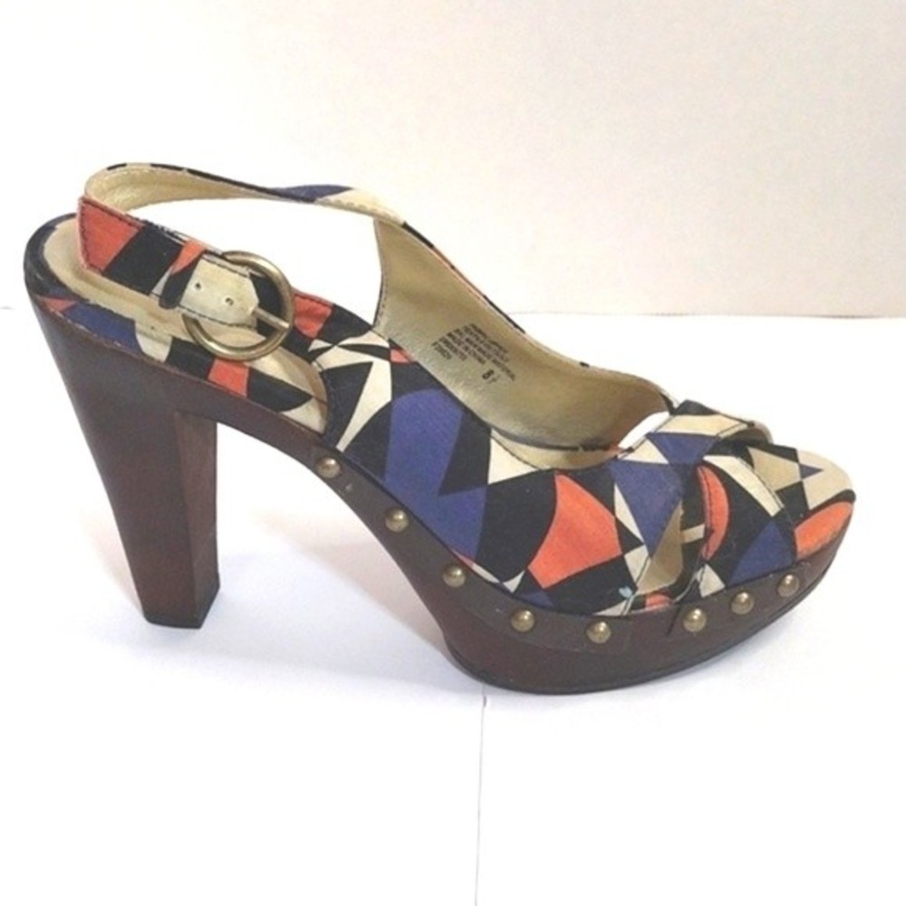 Xhilaration Studded Platform Heels Geometric Open Toe Ankle Strap Sandals 8.5